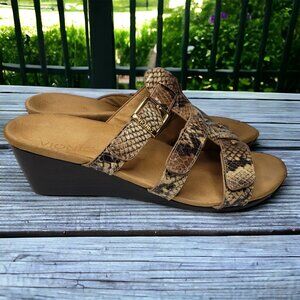 Vionic Women’s Radia Slip On Faux Snake Skin Strappy Casual Comfort Sandals 7